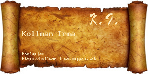 Kollman Irma névjegykártya